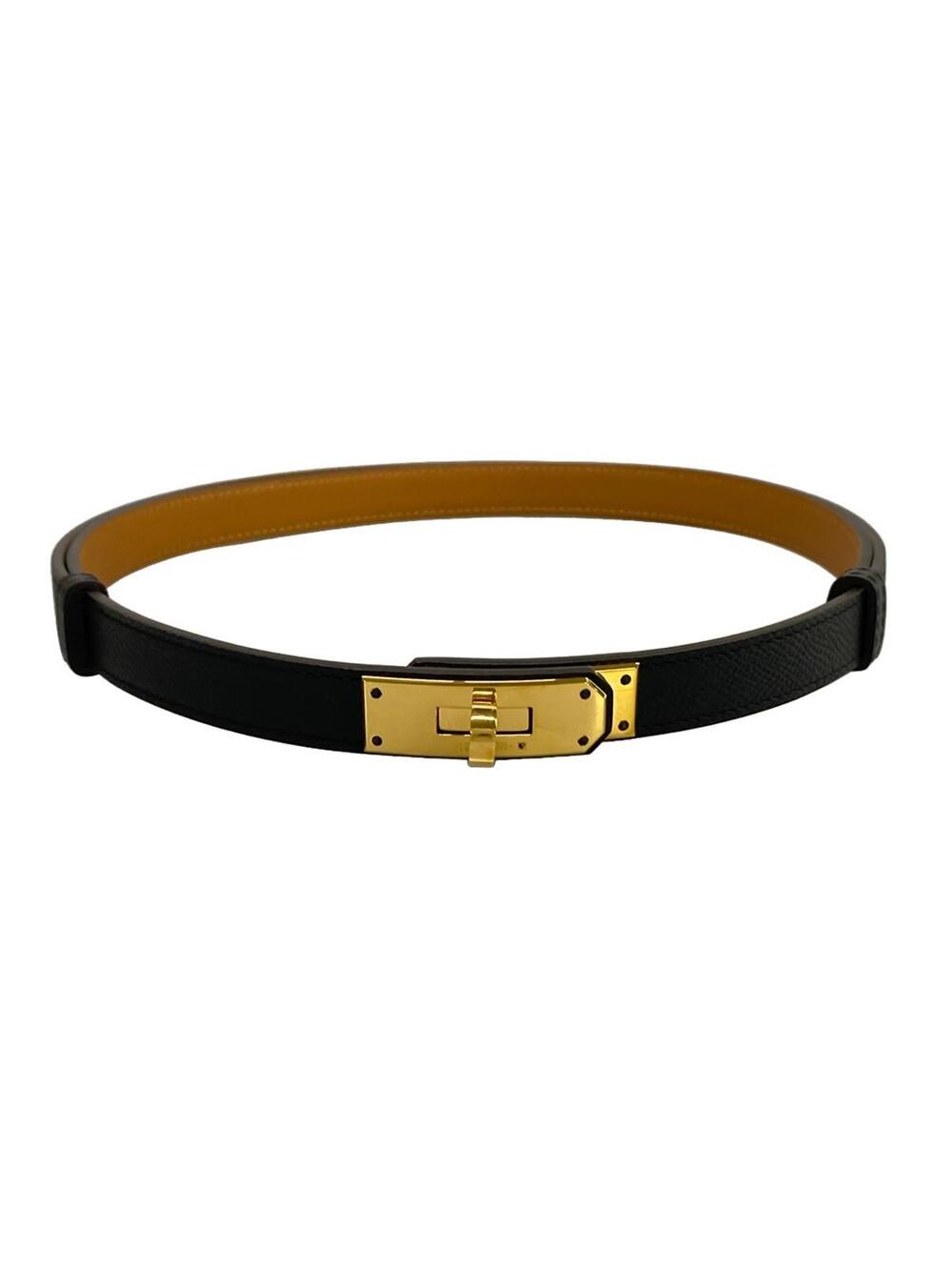 Hermes Kelly Black Veau Epsom U Belt #363480H19B